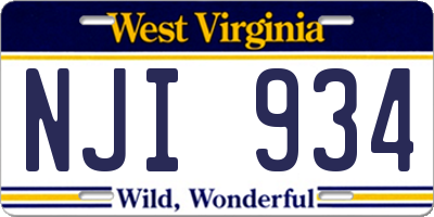 WV license plate NJI934
