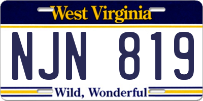 WV license plate NJN819