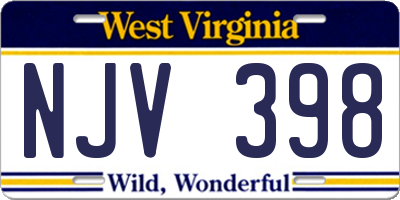 WV license plate NJV398