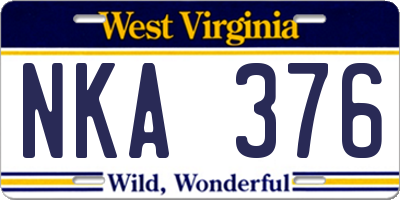 WV license plate NKA376