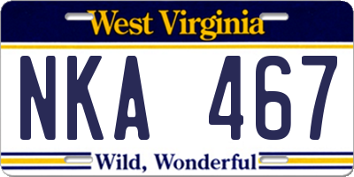 WV license plate NKA467