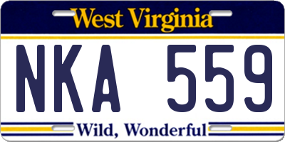WV license plate NKA559