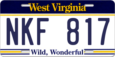 WV license plate NKF817