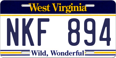 WV license plate NKF894