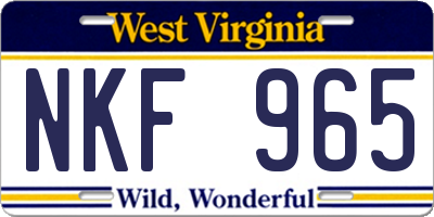 WV license plate NKF965