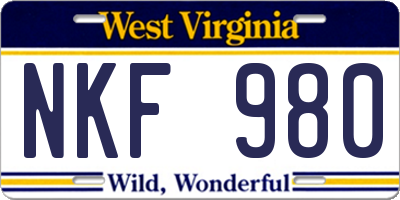 WV license plate NKF980