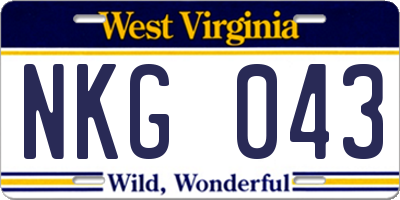 WV license plate NKG043