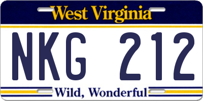 WV license plate NKG212