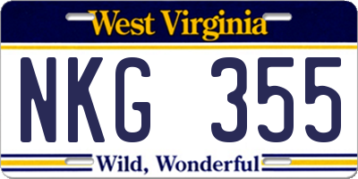 WV license plate NKG355