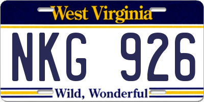 WV license plate NKG926