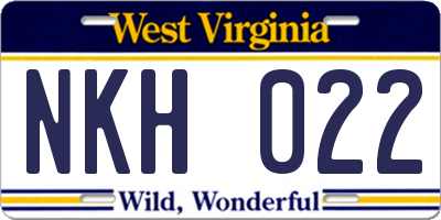 WV license plate NKH022