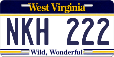WV license plate NKH222