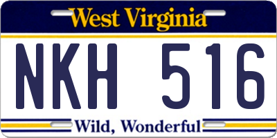 WV license plate NKH516