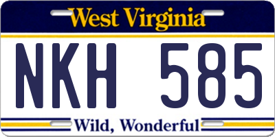 WV license plate NKH585
