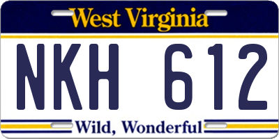 WV license plate NKH612