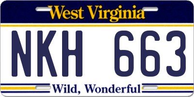 WV license plate NKH663