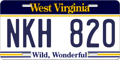WV license plate NKH820