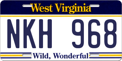 WV license plate NKH968