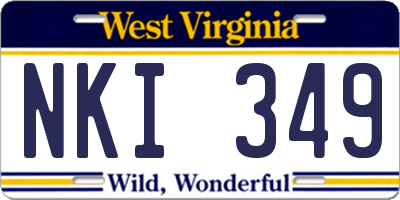 WV license plate NKI349