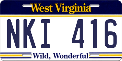 WV license plate NKI416