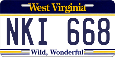 WV license plate NKI668