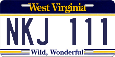 WV license plate NKJ111