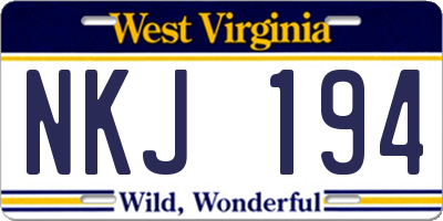 WV license plate NKJ194