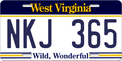 WV license plate NKJ365