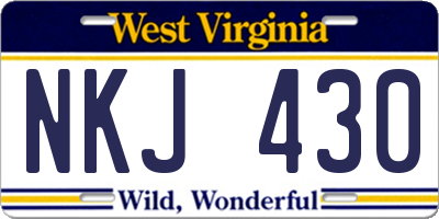 WV license plate NKJ430