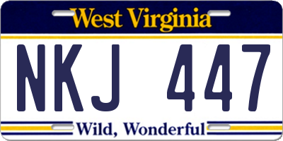 WV license plate NKJ447
