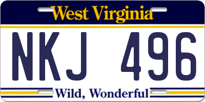 WV license plate NKJ496
