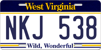 WV license plate NKJ538