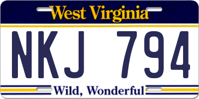 WV license plate NKJ794
