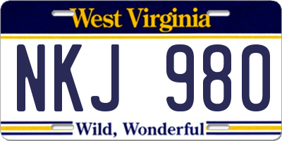 WV license plate NKJ980