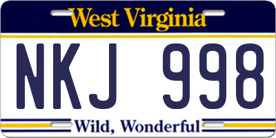 WV license plate NKJ998