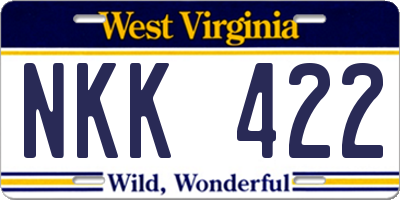 WV license plate NKK422