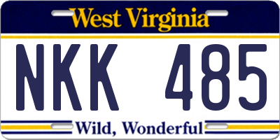 WV license plate NKK485