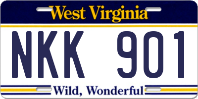 WV license plate NKK901