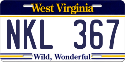WV license plate NKL367