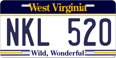 WV license plate NKL520