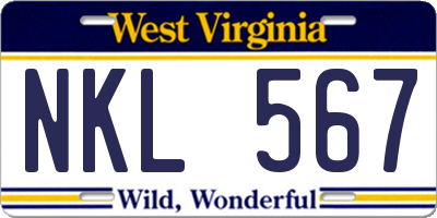 WV license plate NKL567