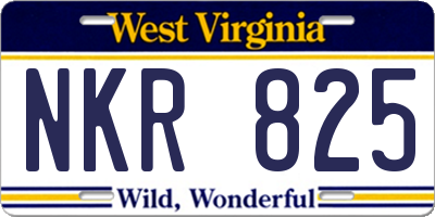 WV license plate NKR825