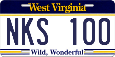 WV license plate NKS100