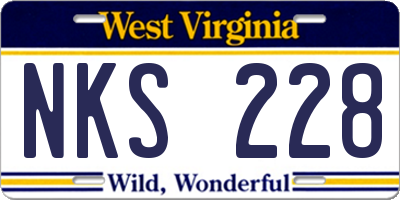 WV license plate NKS228