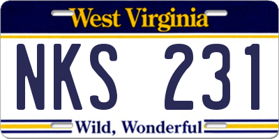 WV license plate NKS231