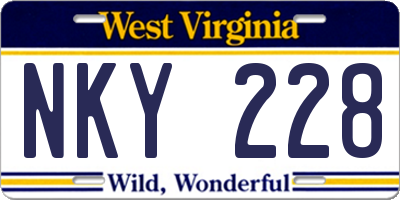 WV license plate NKY228