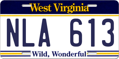 WV license plate NLA613