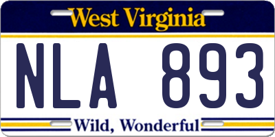 WV license plate NLA893