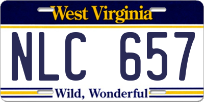 WV license plate NLC657