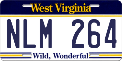 WV license plate NLM264